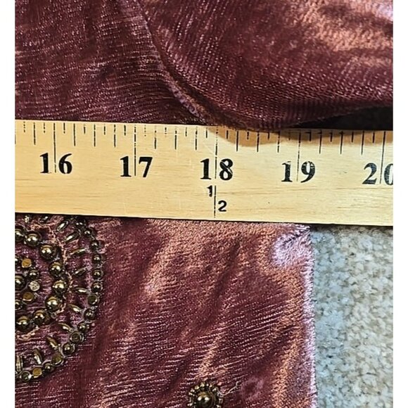Boston Proper Gypsy Boho Beaded Mauve Velour Jacket Short 3/4 Sleeve Women's XS - Picture 6 of 13